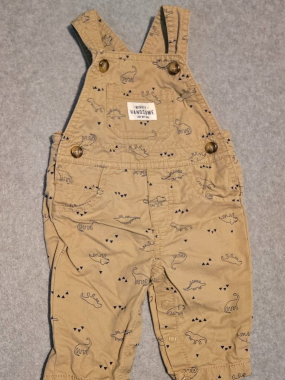 JUST ONE YOU Made By Carters Size 3 Month "Mighty Handsome Like My Dad" Overalls